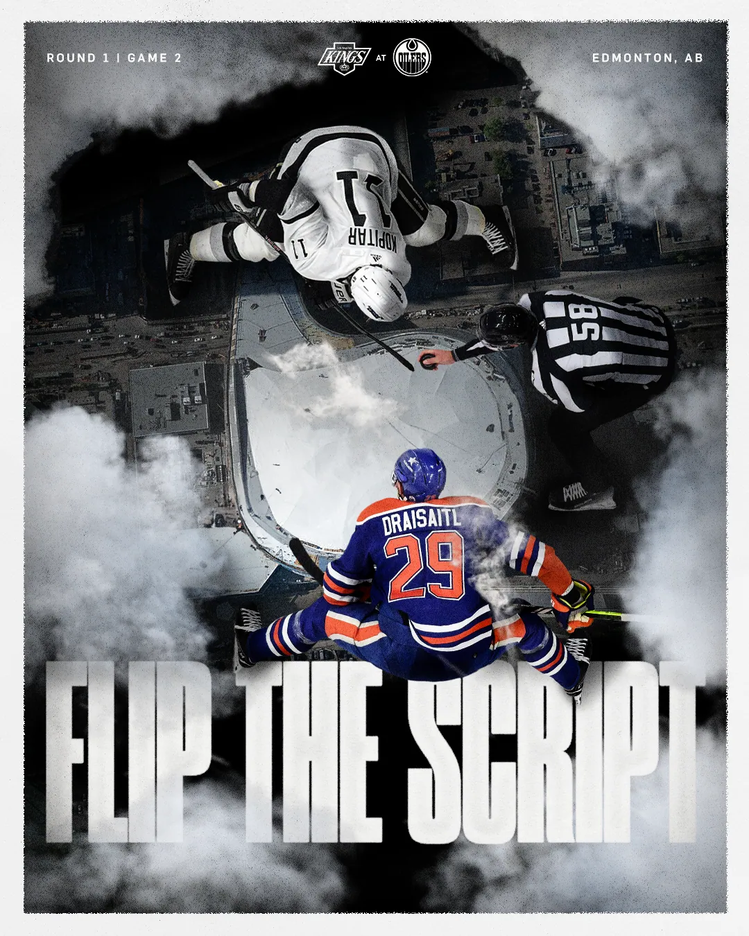 Playoff poster comps — a wall of black-and-white Kings posters